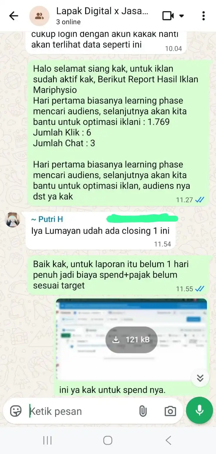 Screenshot WA Klien Mariphysio